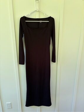 Target Black Long Sleeve Maxi Dress with Square Neck